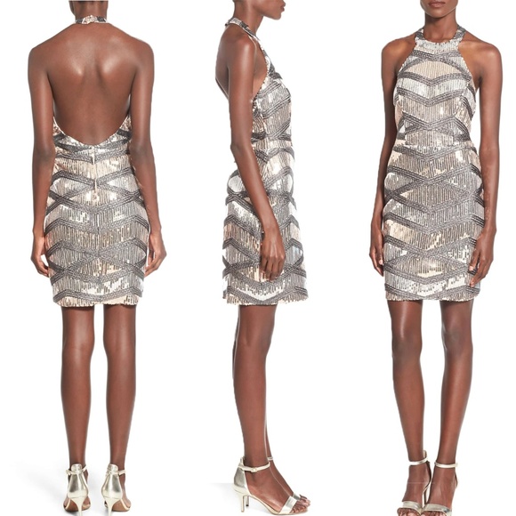 Nordstrom’s Sequin Halter BodyCon MIni Party Dress - Picture 2 of 8